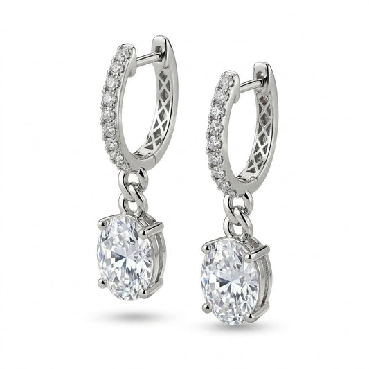 〖1ct×2 / Dカラー VVS2〗ラボグロウンダイヤモンド ピアス｜プラチナ900｜オーバル パヴェバンド｜IGI鑑定書付き-オーダー制作