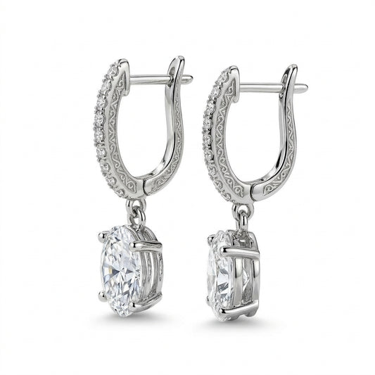 〖1ct×2 / Dカラー VVS2〗ラボグロウンダイヤモンド ピアス｜プラチナ900｜オーバル パヴェバンド｜IGI鑑定書付き-オーダー制作・納期1−2ヶ月　ND-E003