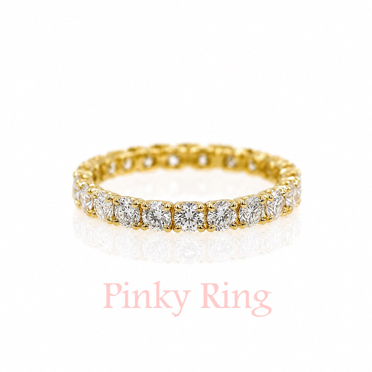 PINKYフルエタニティリング〖約1.6ct/0.1ct×16石~18石幅3㎜〗ラボグロウンダイヤモンド｜プラチナ900 or 950 / K18イエローゴールド｜Fカラー VS1アップ エクセレントカット｜受注制作／約50日でお届け