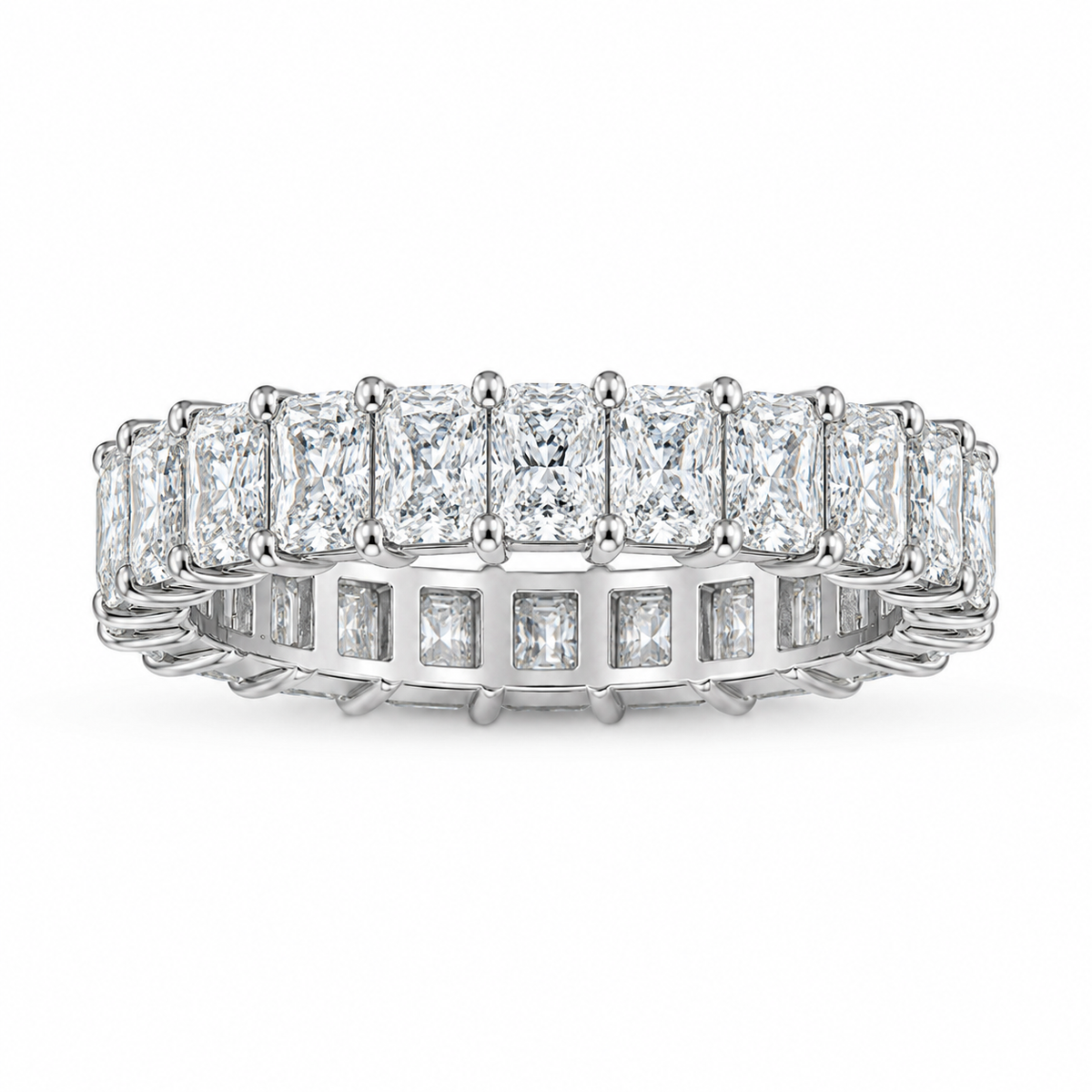 ラディアントカット フルエタニティリング〖約3.3ct 約0.15ct×24石  縦幅3.7mm リング幅4.5mm〗ラボグロウンダイヤモンド｜プラチナPT900/PT950 / K18イエローゴールド｜Fカラー VS1アップ｜受注制作／約40〜60日でお届け