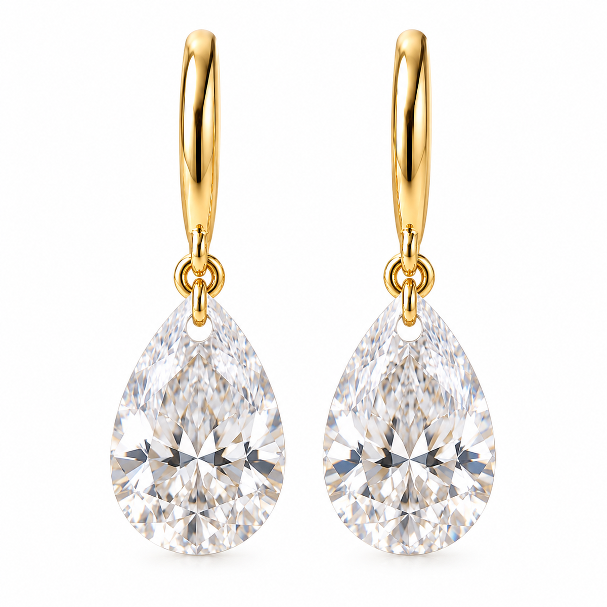 【お客様専用】〖2ct ペアシェイプ×2 D VVS2〗枠無しデザインピアス ドロップタイプ ホール加工 K18イエローゴールド IGI鑑定書付