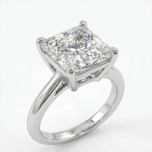 〖5ct / Eカラー VVS2〗ラボグロウンダイヤモンド リング｜プラチナ900｜プリンセスカット ソリテール｜IGI鑑定書付き-オーダー制作