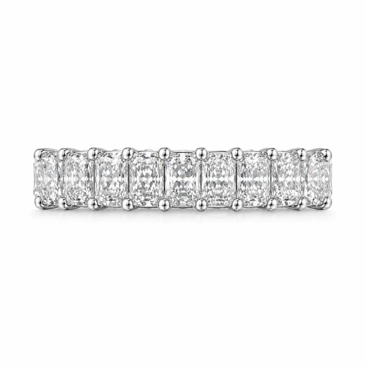 ラディアントカット フルエタニティリング〖約3.3ct 縦幅3.7mm リング幅4.5mm〗ラボグロウンダイヤモンド｜プラチナPT900/PT950 / K18イエローゴールド｜Fカラー VS1アップ｜受注制作／約50日でお届け