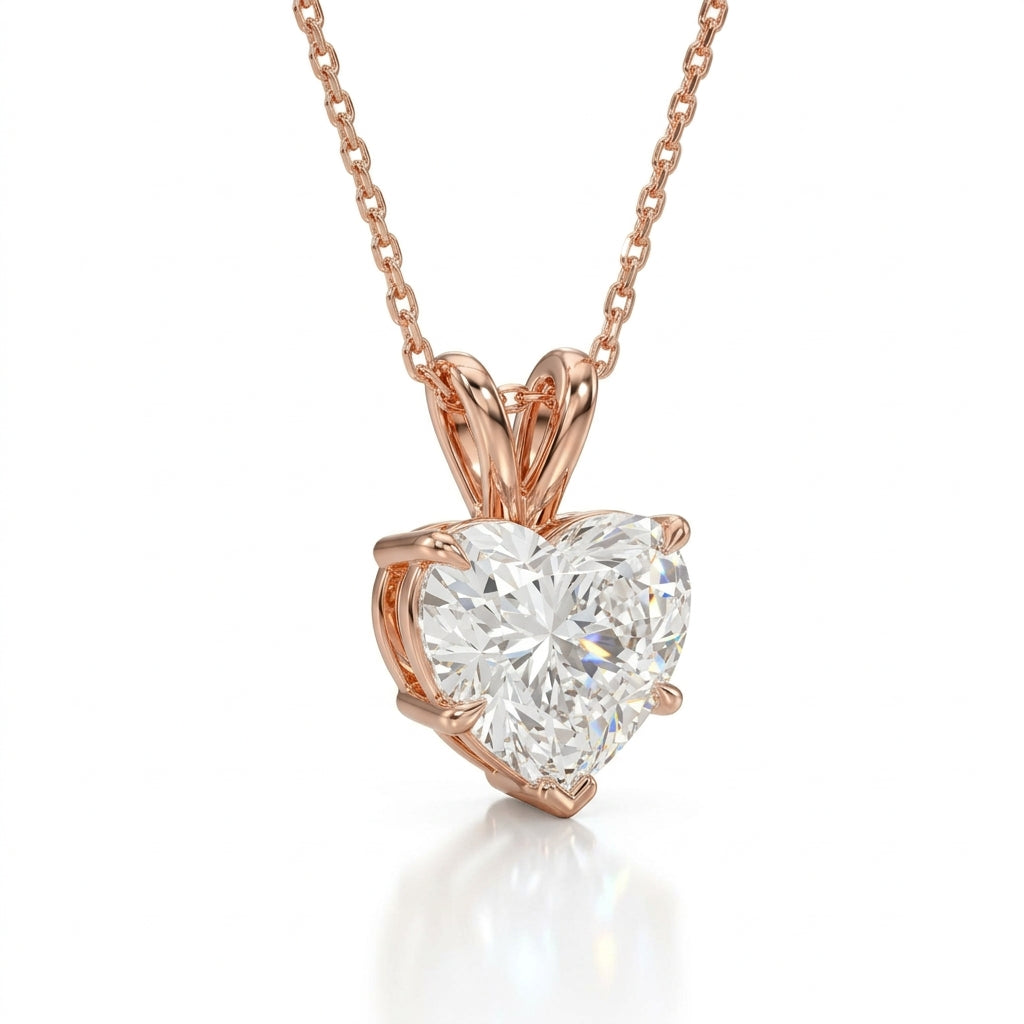 〖3ct / Dカラー VS1〗ラボグロウンダイヤモンド ネックレス｜K18ローズゴールド｜ハートシェイプ ペンダント｜IGI鑑定書付き- オーダー制作