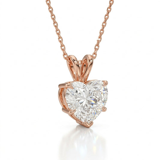 〖3ct / Dカラー VS1〗ラボグロウンダイヤモンド ネックレス｜K18ローズゴールド｜ハートシェイプ ペンダント｜IGI鑑定書付き- オーダー制作
