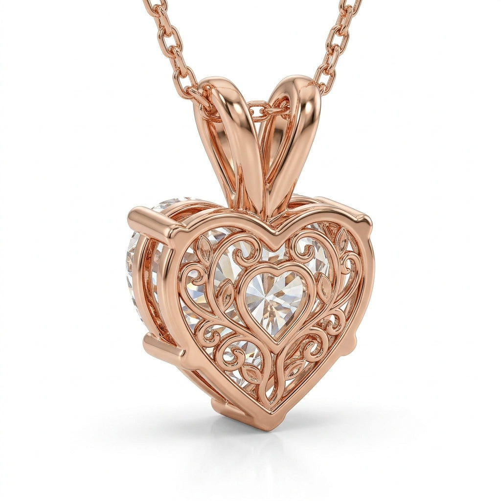 〖3ct / Dカラー VS1〗ラボグロウンダイヤモンド ネックレス｜K18ローズゴールド｜ハートシェイプ ペンダント｜IGI鑑定書付き- オーダー制作