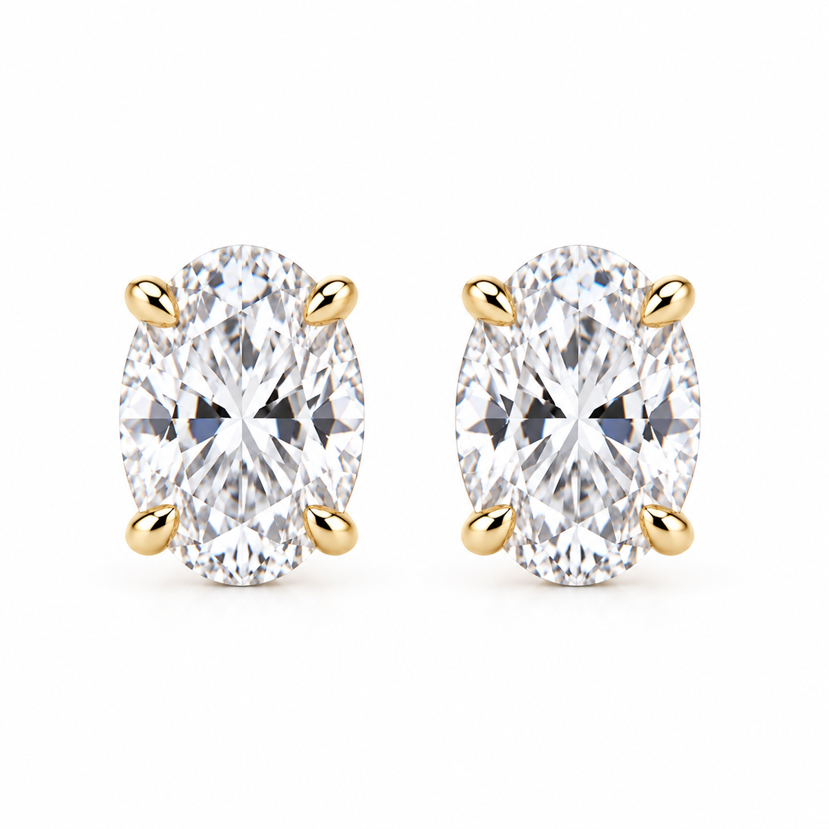 【お客様専用】〖0.7ct×2 Dカラー VVS2〗エメラルドカット ヘイローデザインピアス｜PT900ポスト上側 ＋ 〖0.5ct×2〗オーバルカット 4本爪ピアス｜K18イエローゴールドポスト上側｜おまとめ割