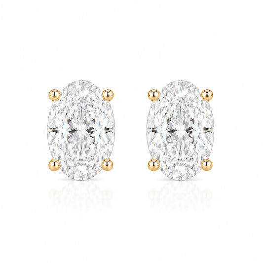 〖1ct / Fカラー VS1〗ラボグロウンダイヤモンド ピアス｜両耳（ペア）｜オーバル｜K18イエローゴールド｜IGI鑑定書付き｜ご注文から約50日後のお渡し リニューアル記念価格｜NAYA-0061