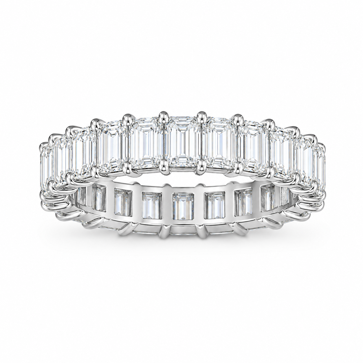 エメラルドカット フルエタニティリング〖3.8ct/0.17ct×24石 縦幅3.7㎜〗ラボグロウンダイヤモンド｜プラチナPT900/PT950｜Fカラー VS1アップ｜受注制作／約50日でお届け