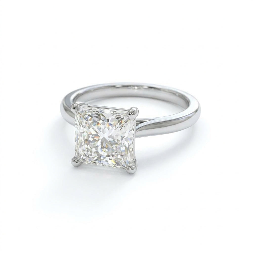 〖3ct / Fカラー VVS2〗ラボグロウンダイヤモンド リング｜プラチナ900｜プリンセスカット ソリテール｜IGI鑑定書付き-オーダー制作・納期1−2ヶ月　ND-R015