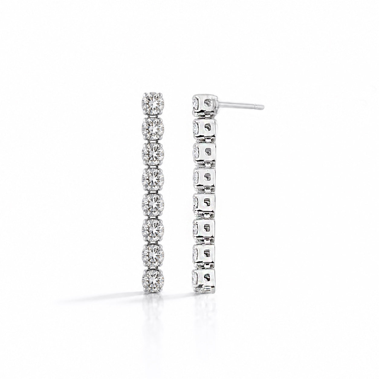 テニスピアス〖0.15ct×2/1.5㎝ 8コマ 〗ラボグロウンダイヤモンド｜プラチナ900 / K18イエローゴールド｜FカラーVS1アップ　受注制作／約30日でお届け