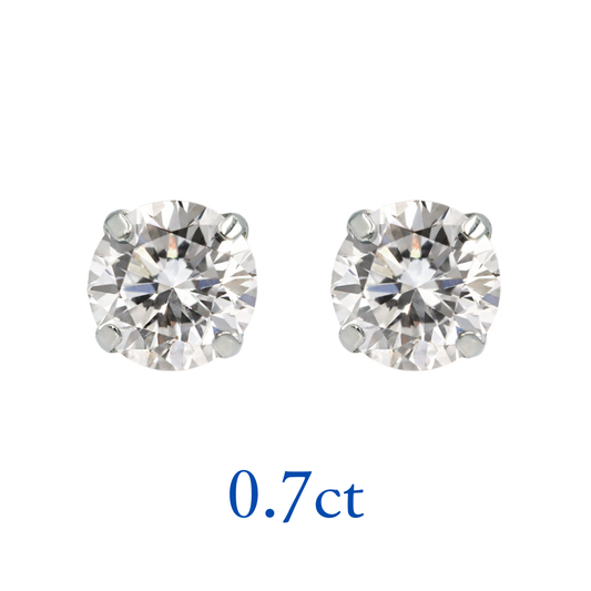 〖0.7ct ×2p/ Fカラー VS1〗ラボグロウンダイヤモンド ピアスペア｜プラチナ900｜ラウンドブリリアント｜鑑定書無し｜定番人気 ご注文後約30日～50日で納品｜NAYA-014