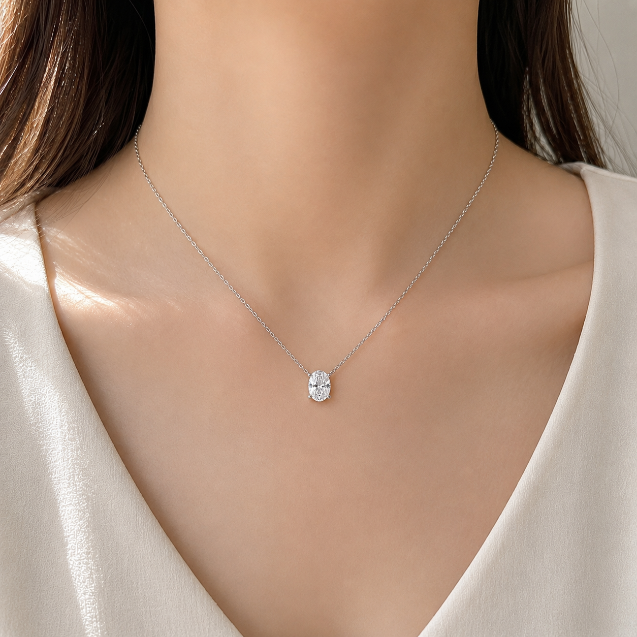 ラボグロウンダイヤモンド ネックレス 1ct Dカラー VVS2 オーバル プラチナ NAYA DIAMOND 画像3