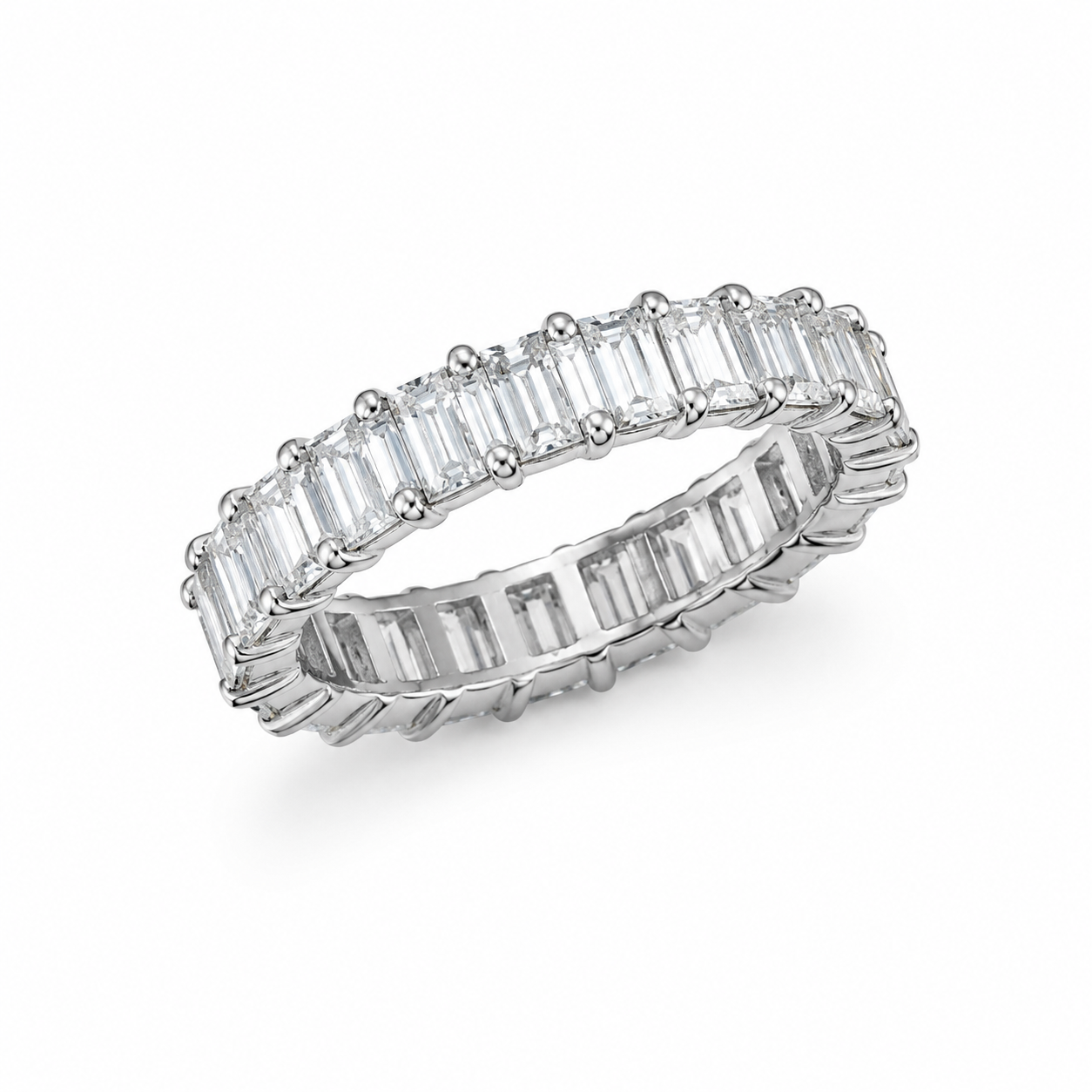 エメラルドカット フルエタニティリング〖3.8ct/0.17ct×24石 縦幅3.7㎜〗ラボグロウンダイヤモンド｜プラチナPT900/PT950｜Fカラー VS1アップ｜受注制作／約50日でお届け