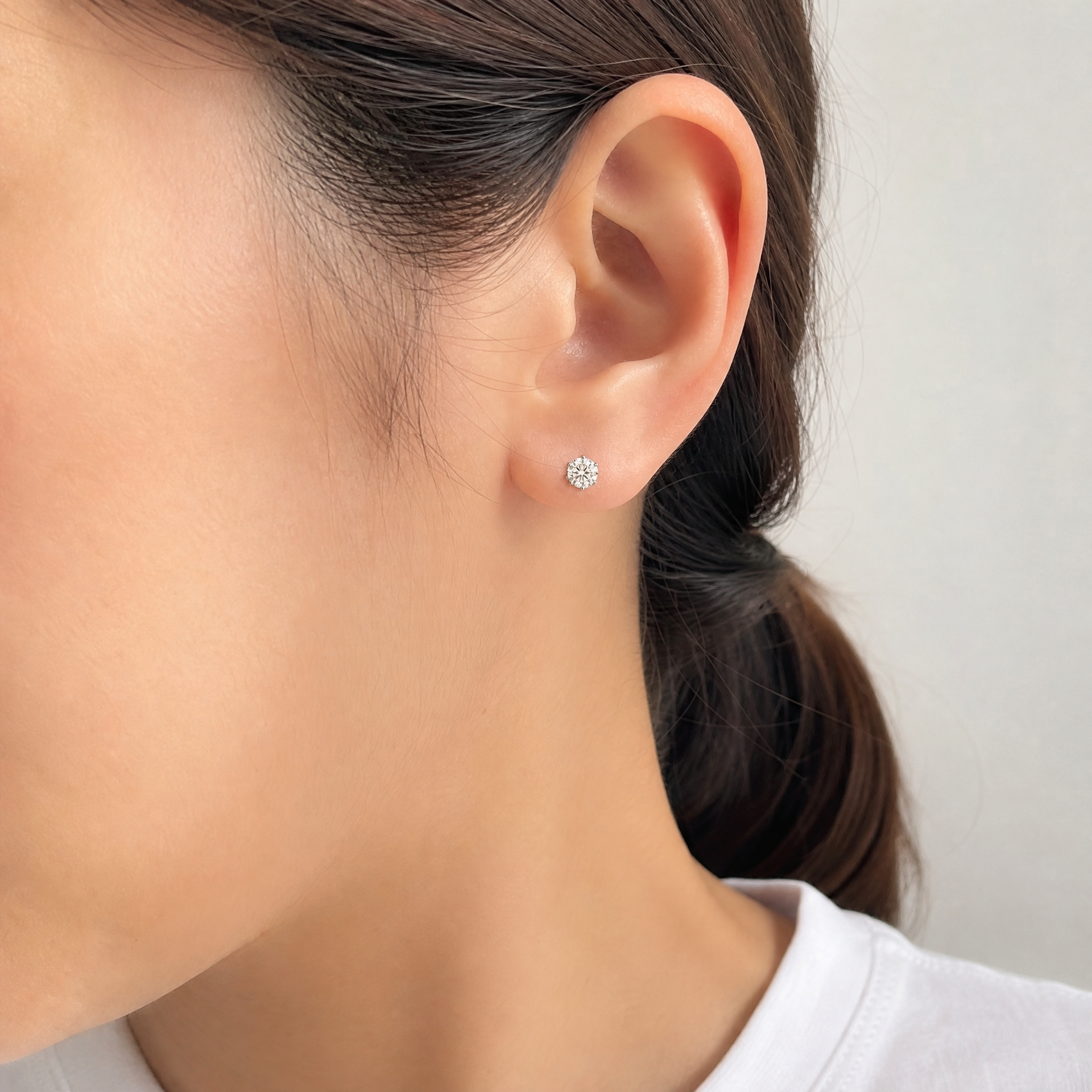 エクセレントカット〖0.25ct×2 トータル0.5カラット / Fカラー VS1〗ラボグロウンダイヤモンド スタッドピアス｜プラチナ900 / K18イエローゴールド｜6本爪｜鑑定書無し | 納期約50日
