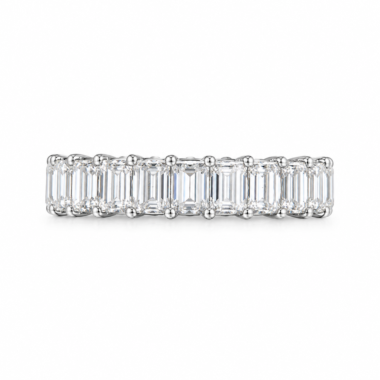 エメラルドカット フルエタニティリング〖3.8ct/0.17ct×24石 縦幅3.7㎜〗ラボグロウンダイヤモンド｜プラチナPT900/PT950｜Fカラー VS1アップ｜受注制作／約50日でお届け