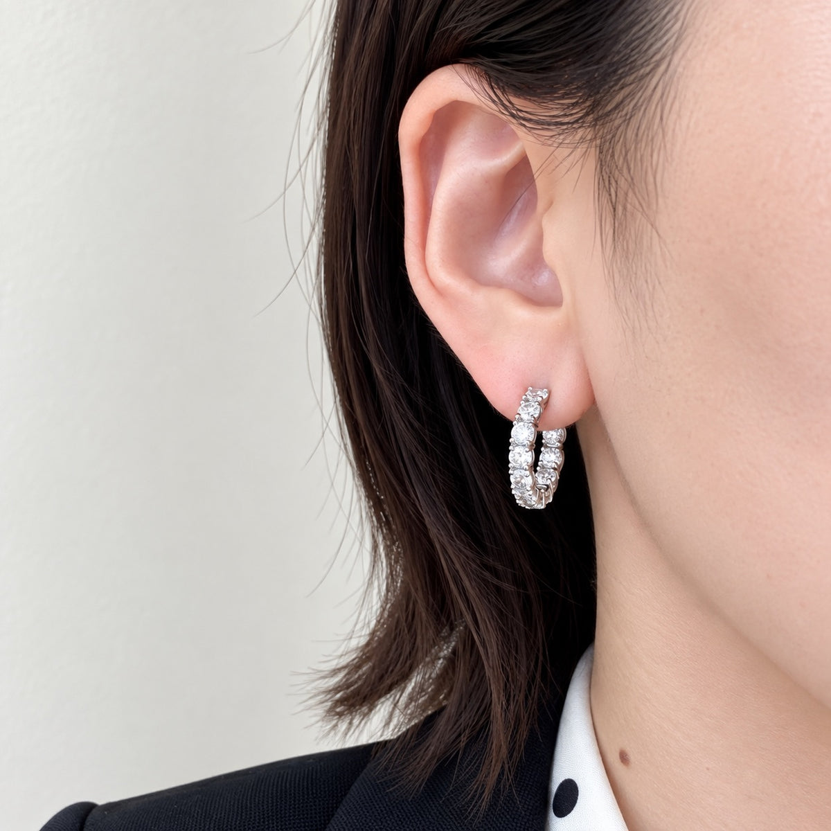 ダイヤモンドエタニティフープピアス〖合計4ct超え/0.2ct×11石 幅約4mm 外周約21mm〗ラボグロウンダイヤモンド｜PT900/PT950 / K18イエローゴールド｜Fカラー VS1アップ EX｜鑑定書なし｜受注制作
