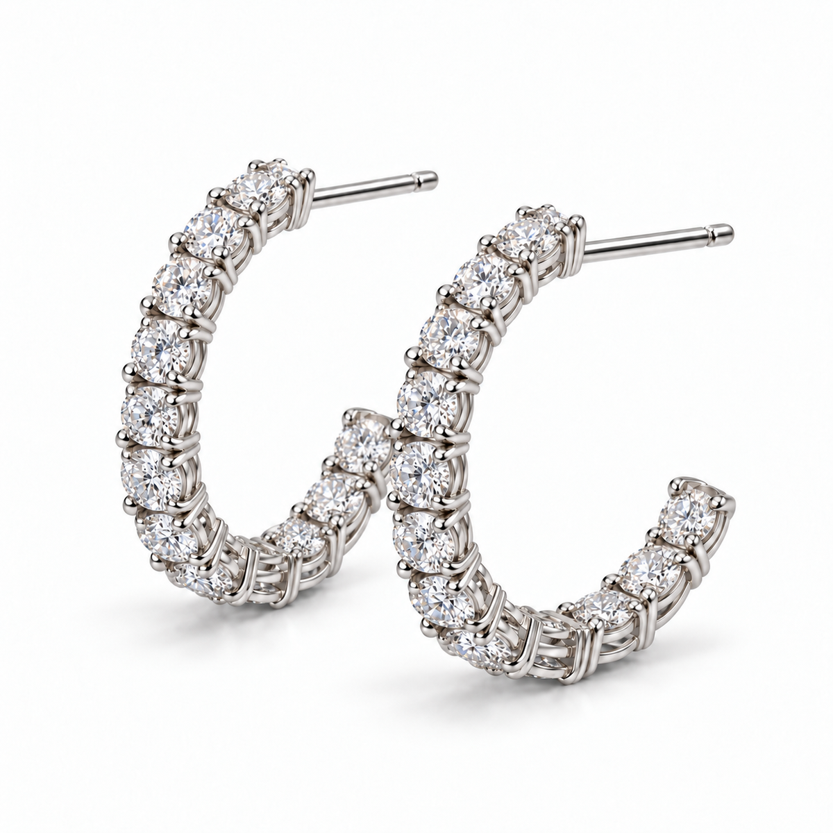 ダイヤモンドエタニティフープピアス〖合計2ct以上/0.1ct×12石 幅約3mm 外径約17mm〗ラボグロウンダイヤモンド｜PT900/PT950 / K18イエローゴールドピンクゴールド｜Fカラー VS1アップ EX｜鑑定書なし｜受注制作