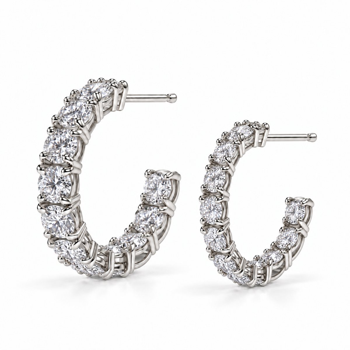ダイヤモンドエタニティフープピアス〖合計2ct以上/0.1ct×12石 幅約3mm 外径約17mm〗ラボグロウンダイヤモンド｜PT900/PT950 / K18イエローゴールドピンクゴールド｜Fカラー VS1アップ EX｜鑑定書なし｜受注制作
