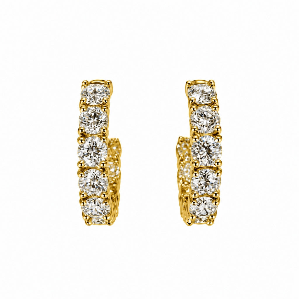 ダイヤモンドエタニティフープピアス〖合計4ct超え/0.2ct×11石 幅約4mm 外周約21mm〗ラボグロウンダイヤモンド｜PT900/PT950 / K18イエローゴールド｜Fカラー VS1アップ EX｜鑑定書なし｜受注制作