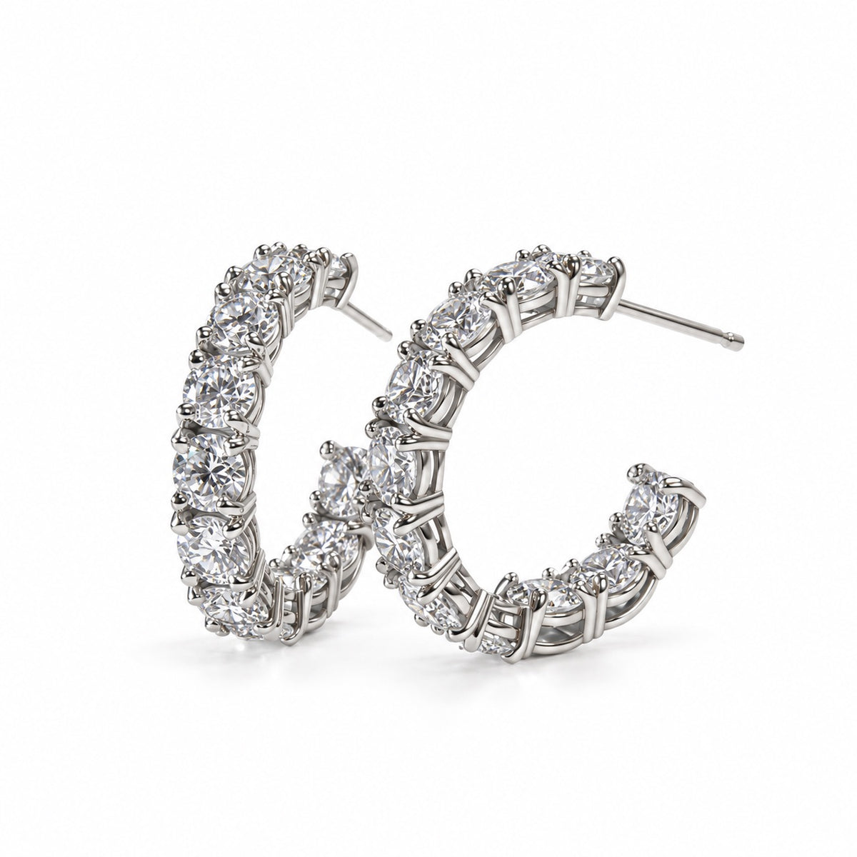 ダイヤモンドエタニティフープピアス〖合計4ct超え/0.2ct×11石 幅約4mm 外周約21mm〗ラボグロウンダイヤモンド｜PT900/PT950 / K18イエローゴールド｜Fカラー VS1アップ EX｜鑑定書なし｜受注制作