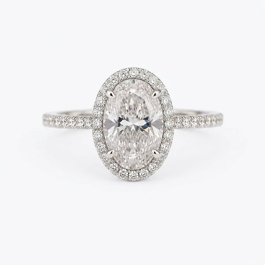 〖2.04ct / Eカラー VVS2〗ラボグロウンダイヤモンド リング｜プラチナ900｜オーバルブリリアント ヘイローリング｜IGI鑑定書付き