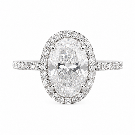 〖2.04ct / Eカラー VVS2〗ラボグロウンダイヤモンド リング｜プラチナ900｜オーバルブリリアント ヘイローリング｜IGI鑑定書付き