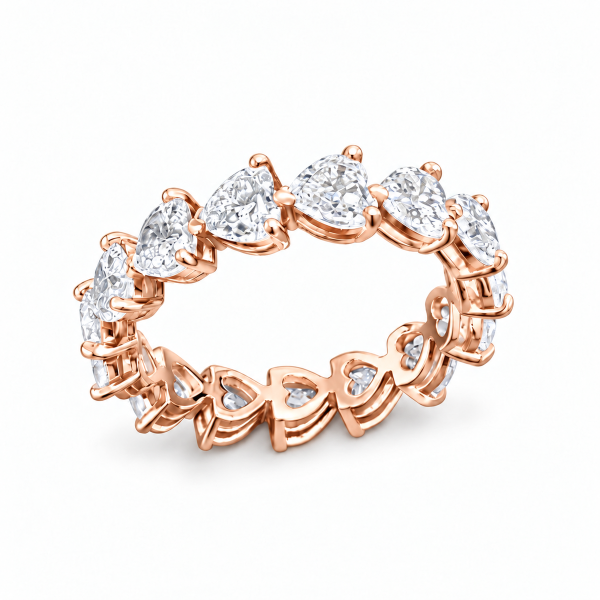 ハートシェイプ フルエタニティリング〖約3ct/0.2ct×16石 幅4.7mm〗ラボグロウンダイヤモンド｜プラチナPT900/PT950 / K18イエローゴールド／ピンクゴールド｜Fカラー VS1アップ｜受注制作／約40〜60日でお届け