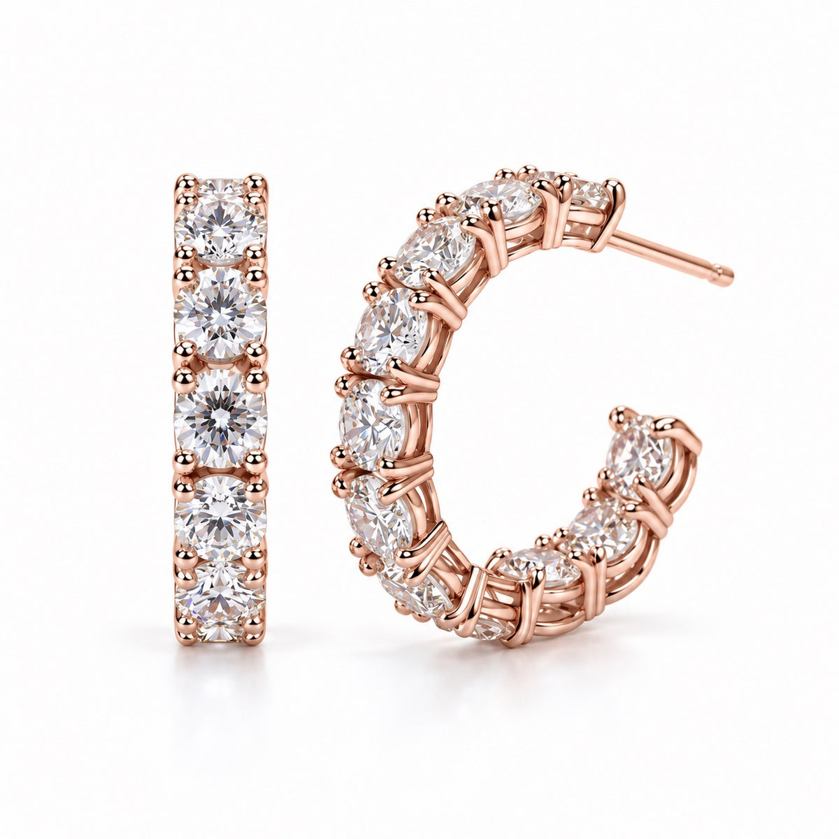 ダイヤモンドエタニティフープピアス〖合計4ct超え/0.2ct×11石 幅約4mm 外周約21mm〗ラボグロウンダイヤモンド｜PT900/PT950 / K18イエローゴールド  ピンクゴールド｜Fカラー VS1アップ EX｜鑑定書なし｜受注制作