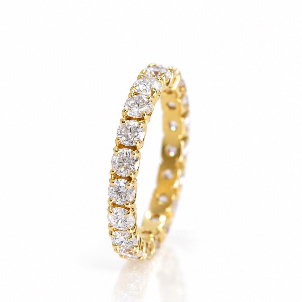 フルエタニティリング〖2ct/0.1ct×20石 3㎜〗ラボグロウンダイヤモンド｜プラチナ900 or 950 / K18イエローゴールド｜Fカラー VS1アップ エクセレントカット｜受注制作／約40〜60日でお届け