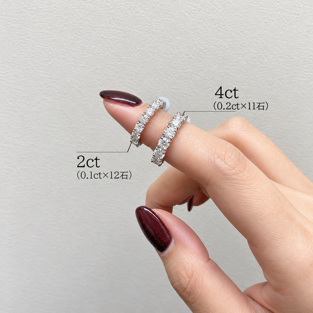 ダイヤモンドエタニティフープピアス〖合計2ct以上/0.1ct×12石 幅約3mm 外径約17mm〗ラボグロウンダイヤモンド｜PT900/PT950 / K18イエローゴールドピンクゴールド｜Fカラー VS1アップ EX｜鑑定書なし｜受注制作