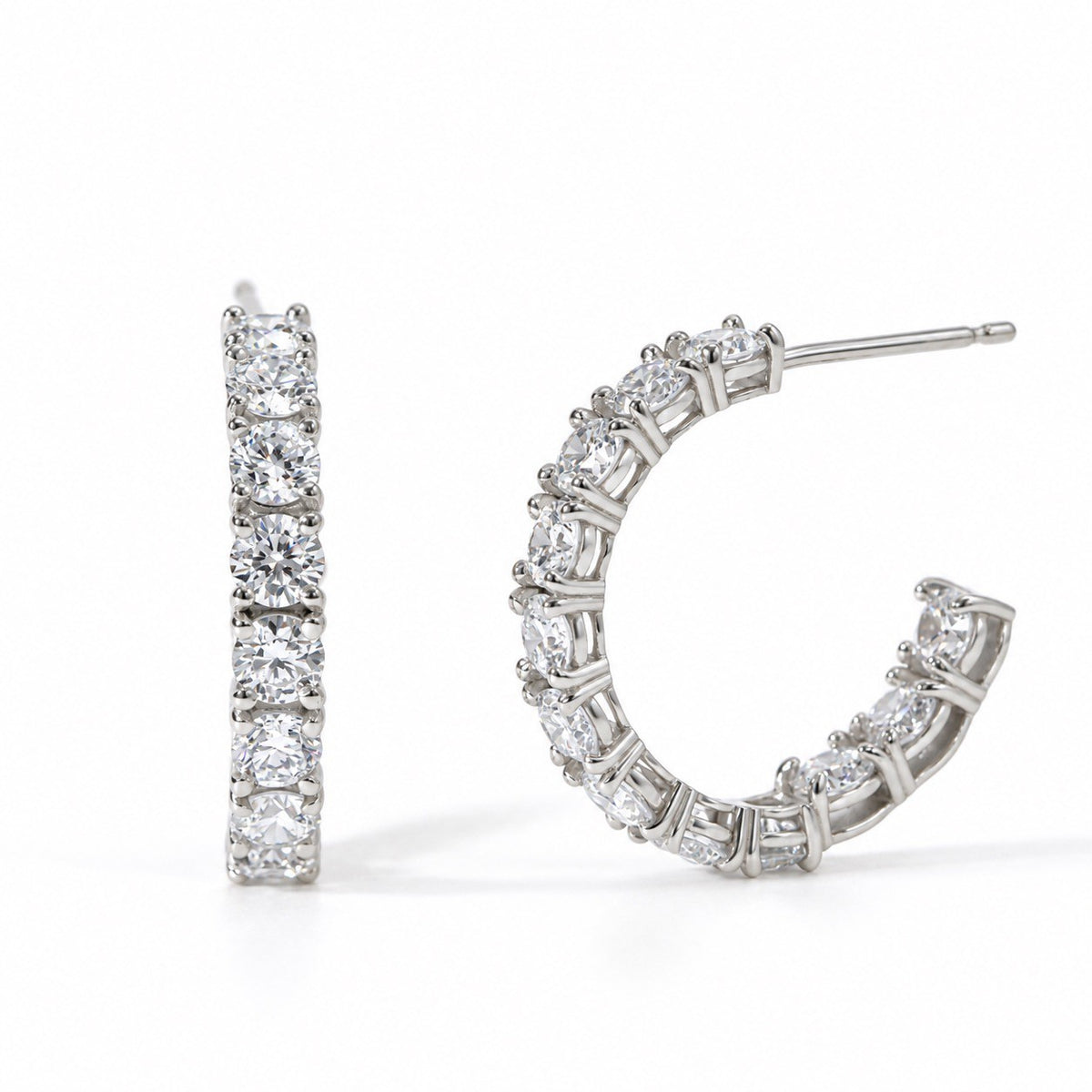 ダイヤモンドエタニティフープピアス〖合計2ct以上/0.1ct×12石 幅約3mm 外径約17mm〗ラボグロウンダイヤモンド｜PT900/PT950 / K18イエローゴールドピンクゴールド｜Fカラー VS1アップ EX｜鑑定書なし｜受注制作