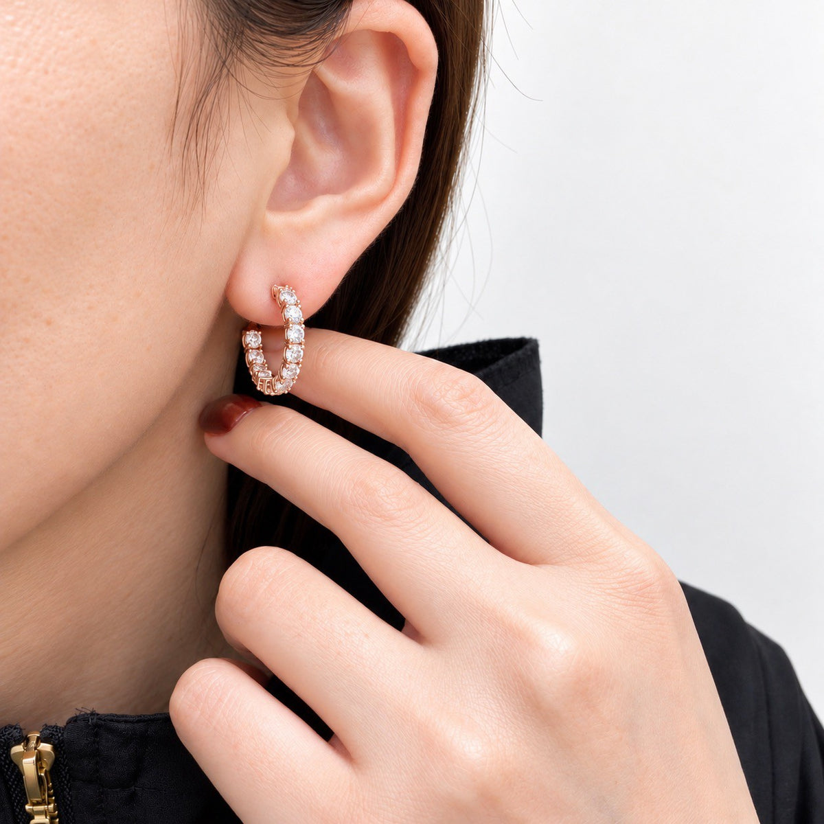 ダイヤモンドエタニティフープピアス〖合計2ct以上/0.1ct×12石 幅約3mm 外径約17mm〗ラボグロウンダイヤモンド｜PT900/PT950 / K18イエローゴールドピンクゴールド｜Fカラー VS1アップ EX｜鑑定書なし｜受注制作