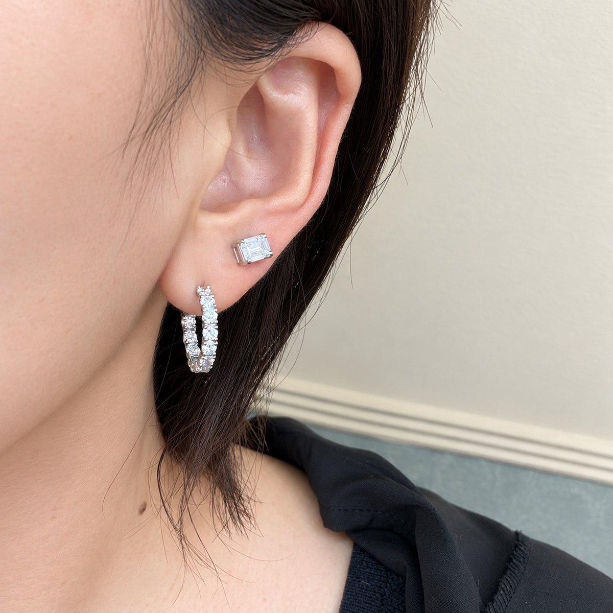 ダイヤモンドエタニティフープピアス〖合計2ct以上/0.1ct×12石 幅約3mm 外径約17mm〗ラボグロウンダイヤモンド｜PT900/PT950 / K18イエローゴールドピンクゴールド｜Fカラー VS1アップ EX｜鑑定書なし｜受注制作