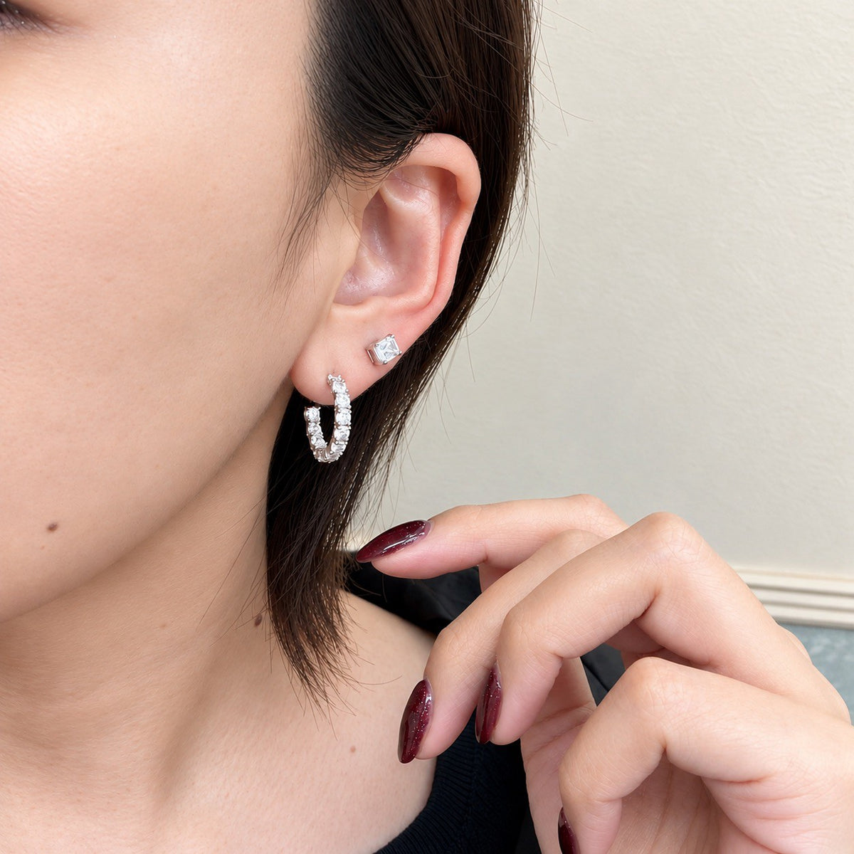 ダイヤモンドエタニティフープピアス〖合計2ct以上/0.1ct×12石 幅約3mm 外径約17mm〗ラボグロウンダイヤモンド｜PT900/PT950 / K18イエローゴールドピンクゴールド｜Fカラー VS1アップ EX｜鑑定書なし｜受注制作