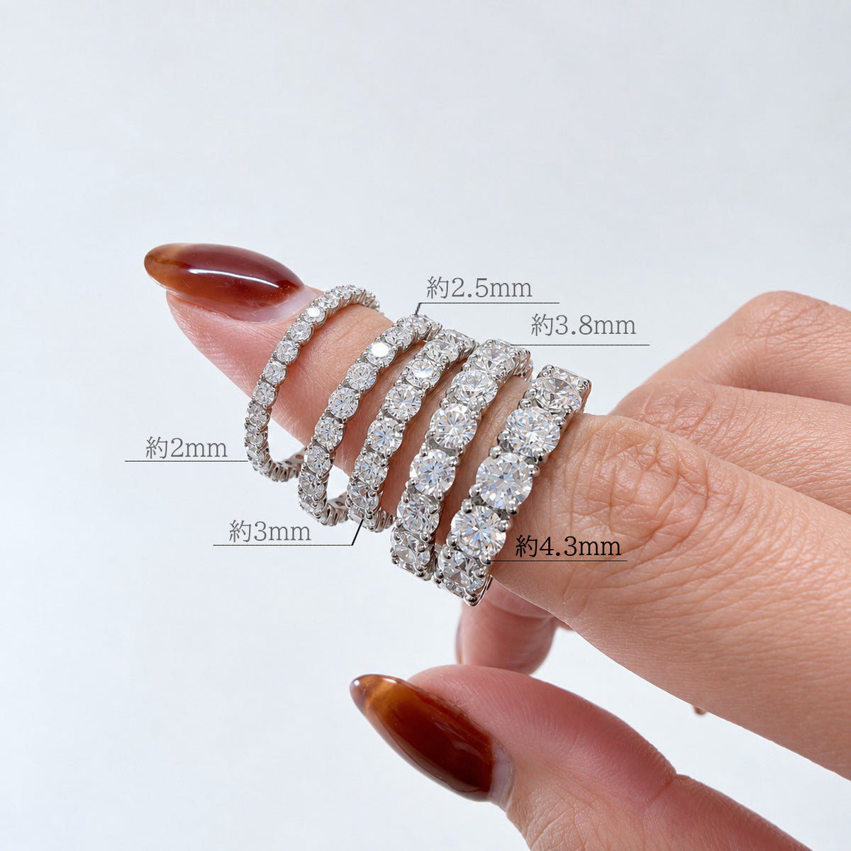 フルエタニティリング〖2ct/0.1ct×20石 3㎜〗ラボグロウンダイヤモンド｜プラチナ900 or 950 / K18イエローゴールド｜Fカラー VS1アップ エクセレントカット｜受注制作／約40〜60日でお届け