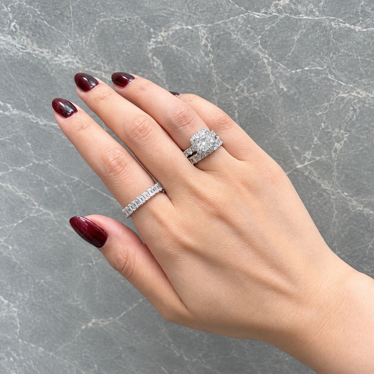 エメラルドカット フルエタニティリング〖3.8ct/0.17ct×24石 縦幅3.7㎜〗ラボグロウンダイヤモンド｜PT900/PT950/k18イエローゴールド｜Fカラー VS1アップ｜受注制作／約40〜60日でお届け