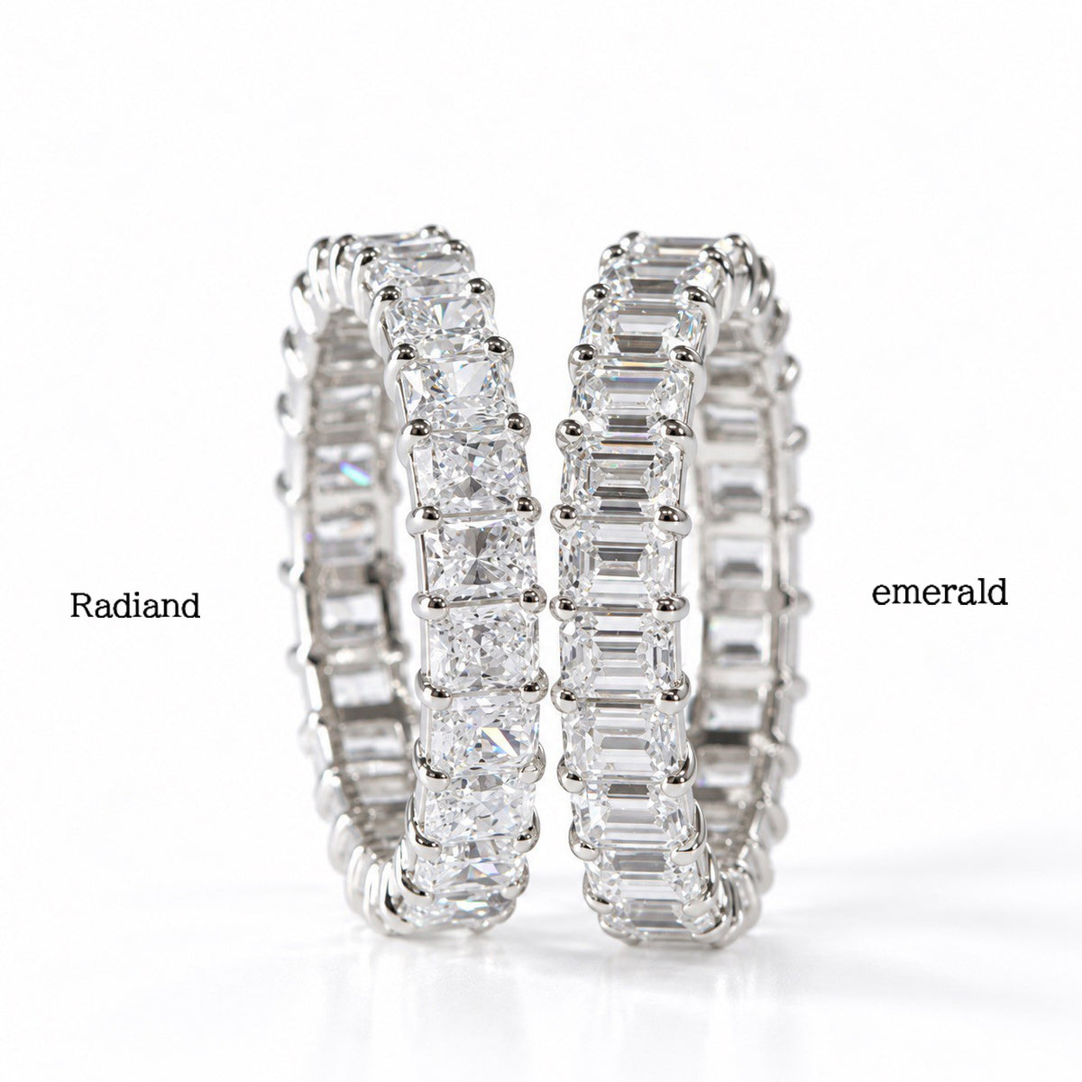 ラディアントカット フルエタニティリング〖約3.3ct 約0.15ct×24石  縦幅3.7mm リング幅4.5mm〗ラボグロウンダイヤモンド｜プラチナPT900/PT950 / K18イエローゴールド｜Fカラー VS1アップ｜受注制作／約40〜60日でお届け