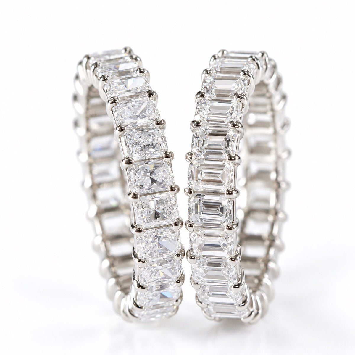 エメラルドカット フルエタニティリング〖3.8ct/0.17ct×24石 縦幅3.7㎜〗ラボグロウンダイヤモンド｜PT900/PT950/k18イエローゴールド｜Fカラー VS1アップ｜受注制作／約40〜60日でお届け