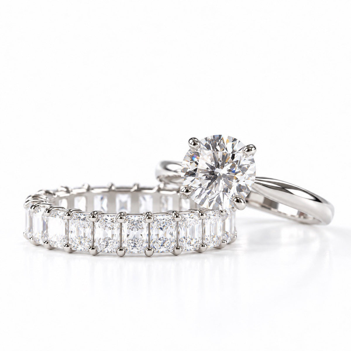 ラディアントカット フルエタニティリング〖約3.3ct 約0.15ct×24石  縦幅3.7mm リング幅4.5mm〗ラボグロウンダイヤモンド｜プラチナPT900/PT950 / K18イエローゴールド｜Fカラー VS1アップ｜受注制作／約40〜60日でお届け