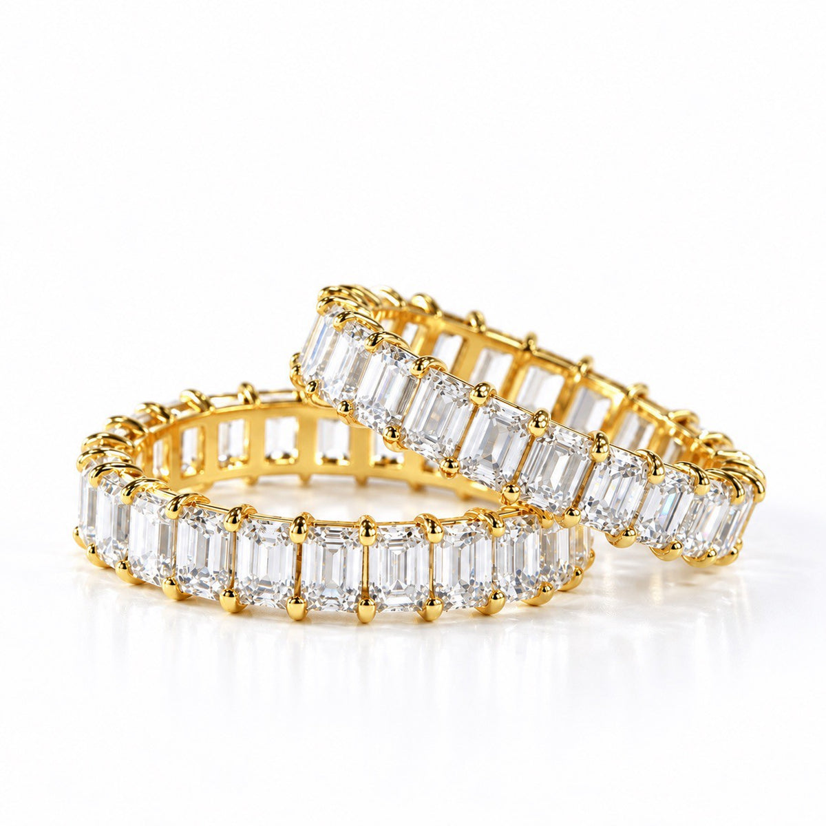 エメラルドカット フルエタニティリング〖3.8ct/0.17ct×24石 縦幅3.7㎜〗ラボグロウンダイヤモンド｜PT900/PT950/k18イエローゴールド｜Fカラー VS1アップ｜受注制作／約40〜60日でお届け