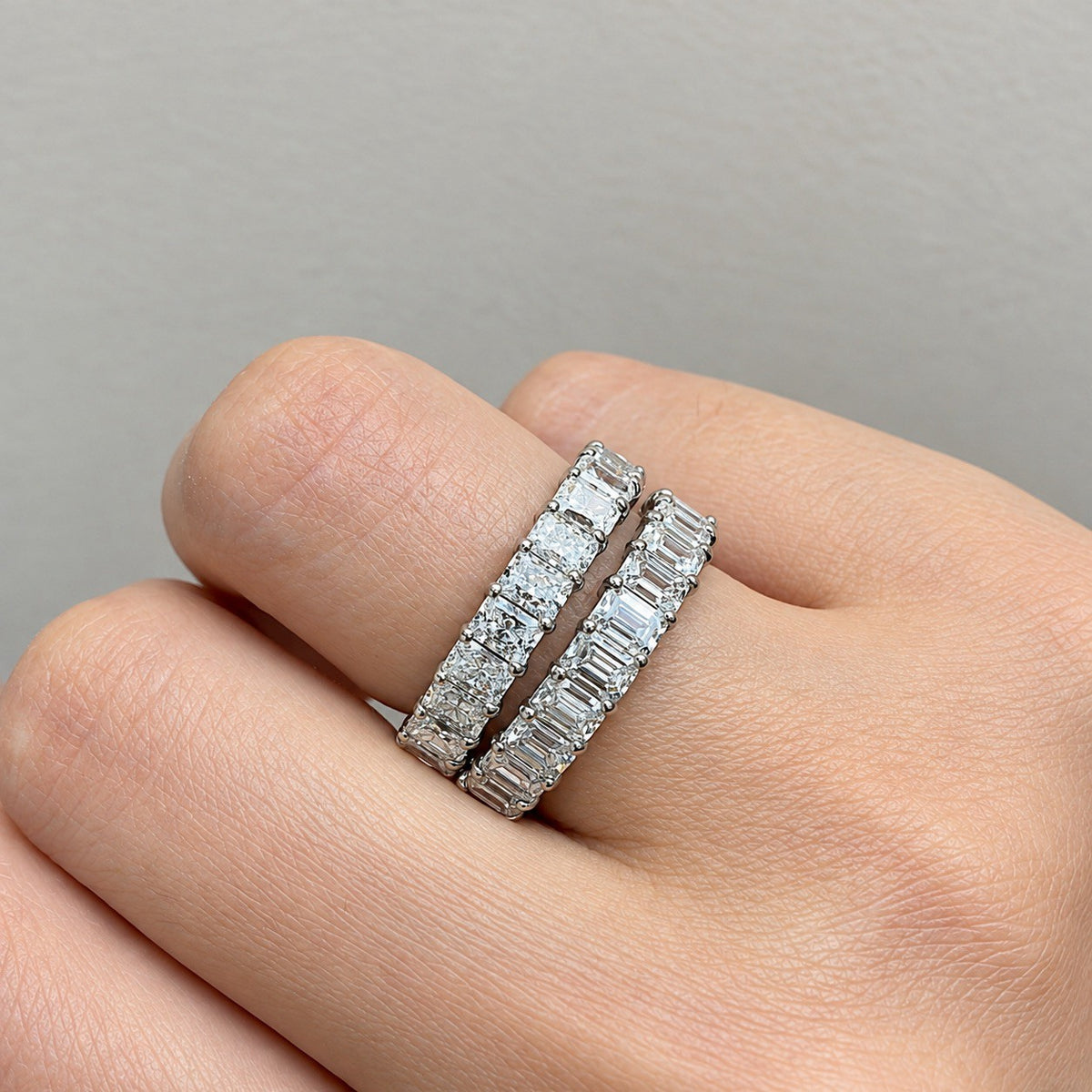 エメラルドカット フルエタニティリング〖3.8ct/0.17ct×24石 縦幅3.7㎜〗ラボグロウンダイヤモンド｜PT900/PT950/k18イエローゴールド｜Fカラー VS1アップ｜受注制作／約40〜60日でお届け