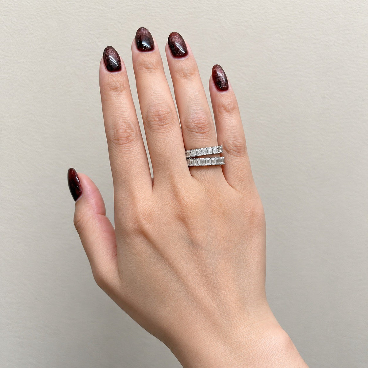 エメラルドカット フルエタニティリング〖3.8ct/0.17ct×24石 縦幅3.7㎜〗ラボグロウンダイヤモンド｜PT900/PT950/k18イエローゴールド｜Fカラー VS1アップ｜受注制作／約40〜60日でお届け