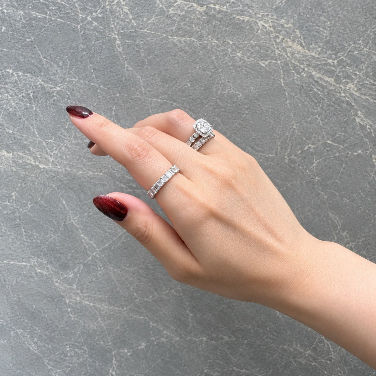 エメラルドカット フルエタニティリング〖3.8ct/0.17ct×24石 縦幅3.7㎜〗ラボグロウンダイヤモンド｜PT900/PT950/k18イエローゴールド｜Fカラー VS1アップ｜受注制作／約40〜60日でお届け