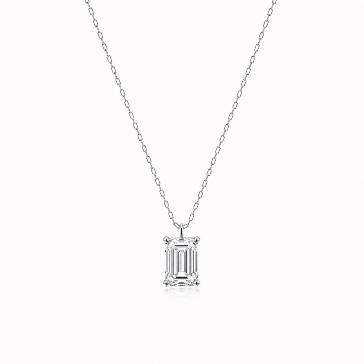【お客様専用ページ】エメラルドカット ペンダント｜1.08ct Dカラー IF｜PT900 4本爪 中通し｜小豆ミラーカット 45cm スライドアジャスター付き