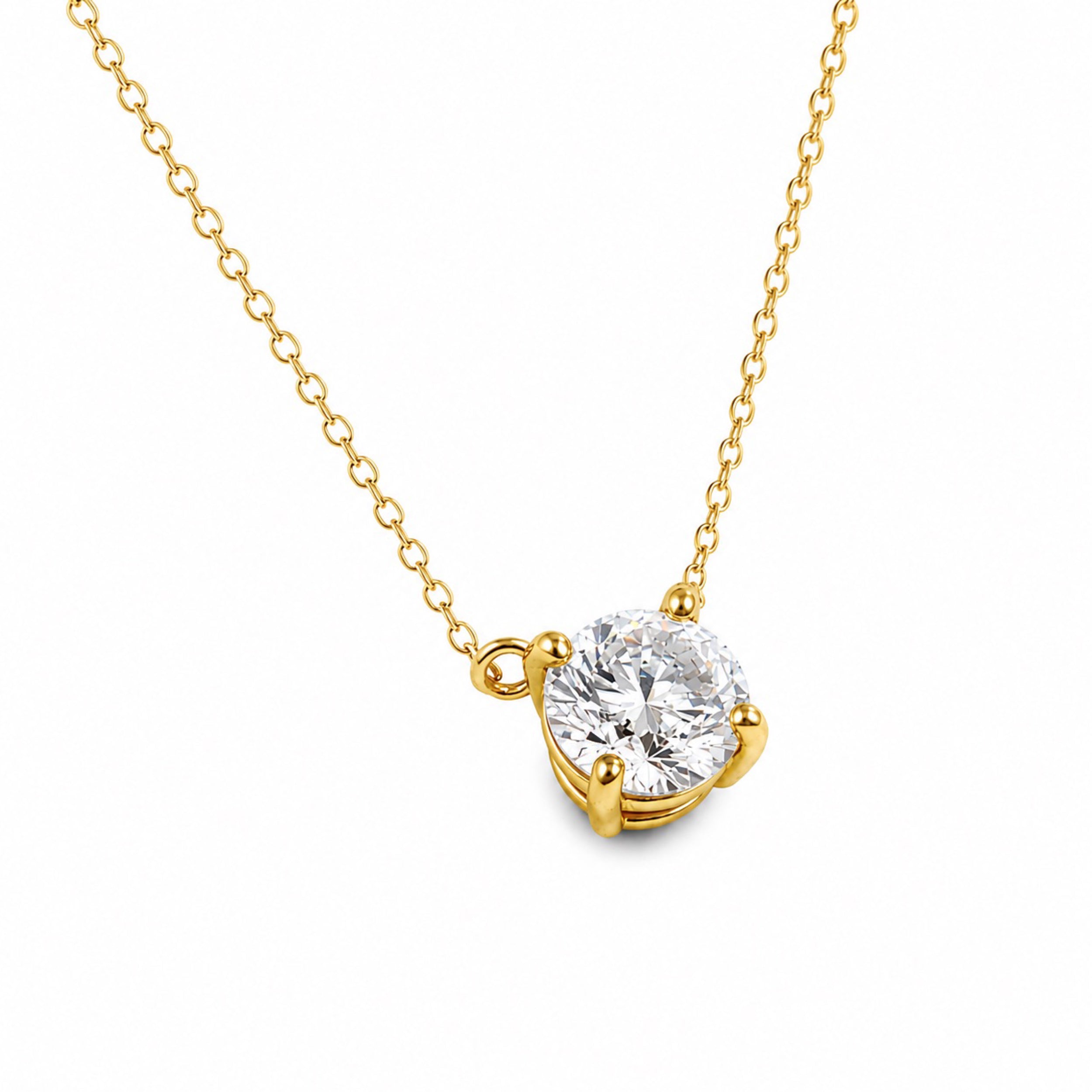 〖0.3ct / Dカラー VVS/エクセレントカット/鑑定書付き/二段腰〗ラボグロダイヤモンド ペンダント両吊りタイプ｜プラチナ900 / K18イエローゴールド｜ラウンドブリリアント｜鑑定書無し｜定番人気 受注制作／約50日でお届け｜NAYA-015