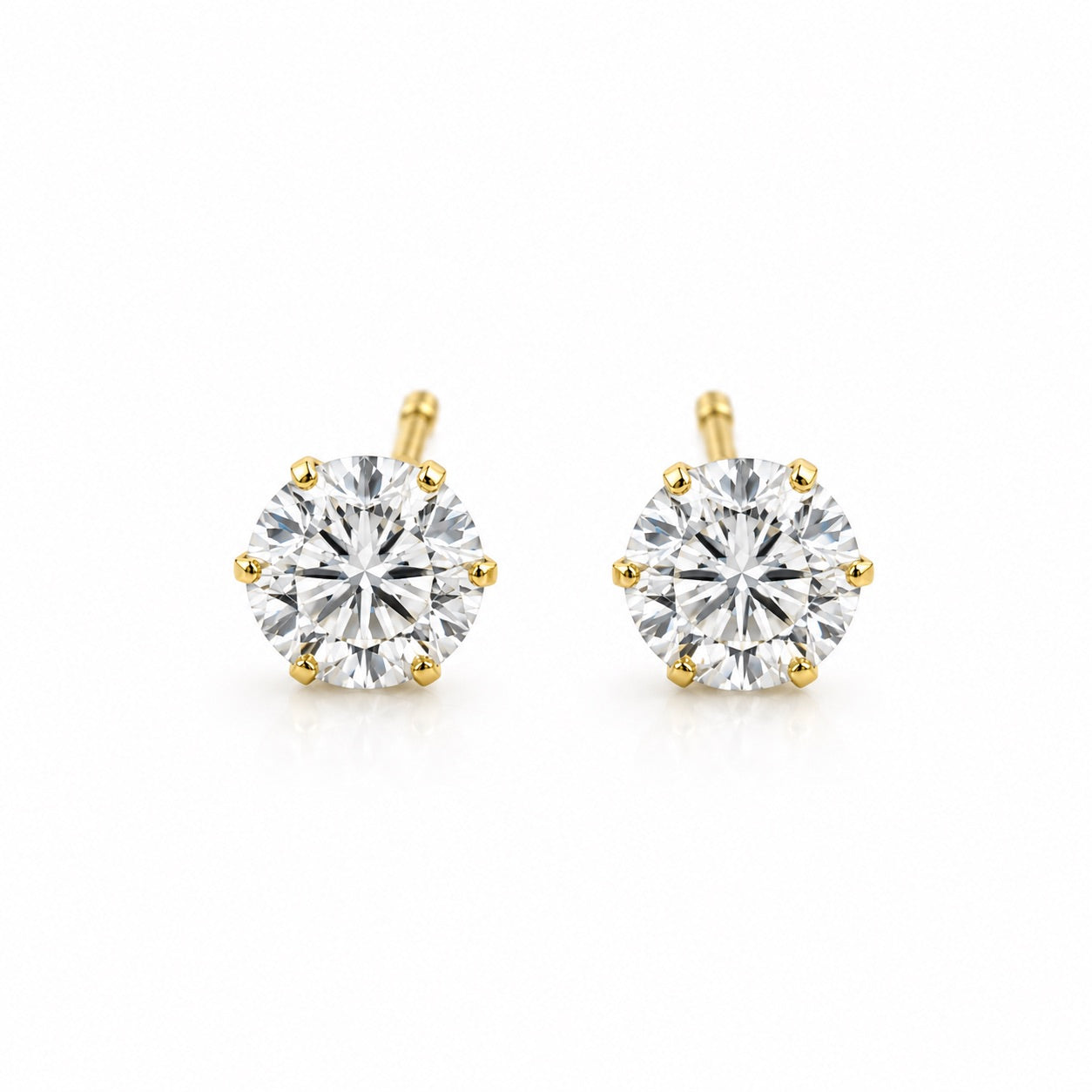 エクセレントカット〖0.25ct×2 トータル0.5カラット / Fカラー VS1〗ラボグロウンダイヤモンド スタッドピアス｜プラチナ900 / K18イエローゴールド｜6本爪｜鑑定書無し | 納期約50日