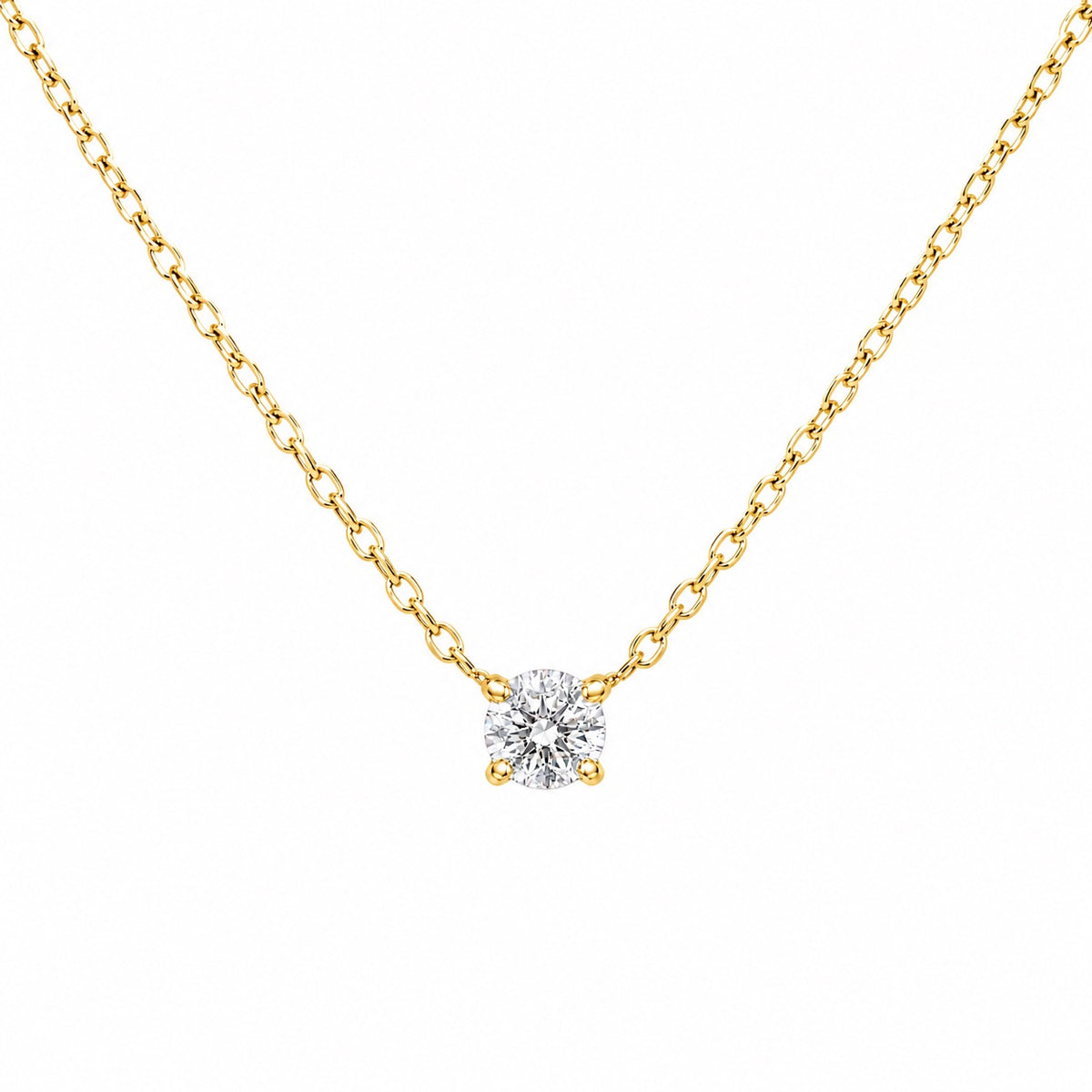 〖0.3ct / Dカラー VVS/エクセレントカット/鑑定書付き/二段腰〗ラボグロダイヤモンド ペンダント両吊りタイプ｜プラチナ900 / K18イエローゴールド｜ラウンドブリリアント｜鑑定書無し｜定番人気 受注制作／約30日でお届け｜NAYA-015