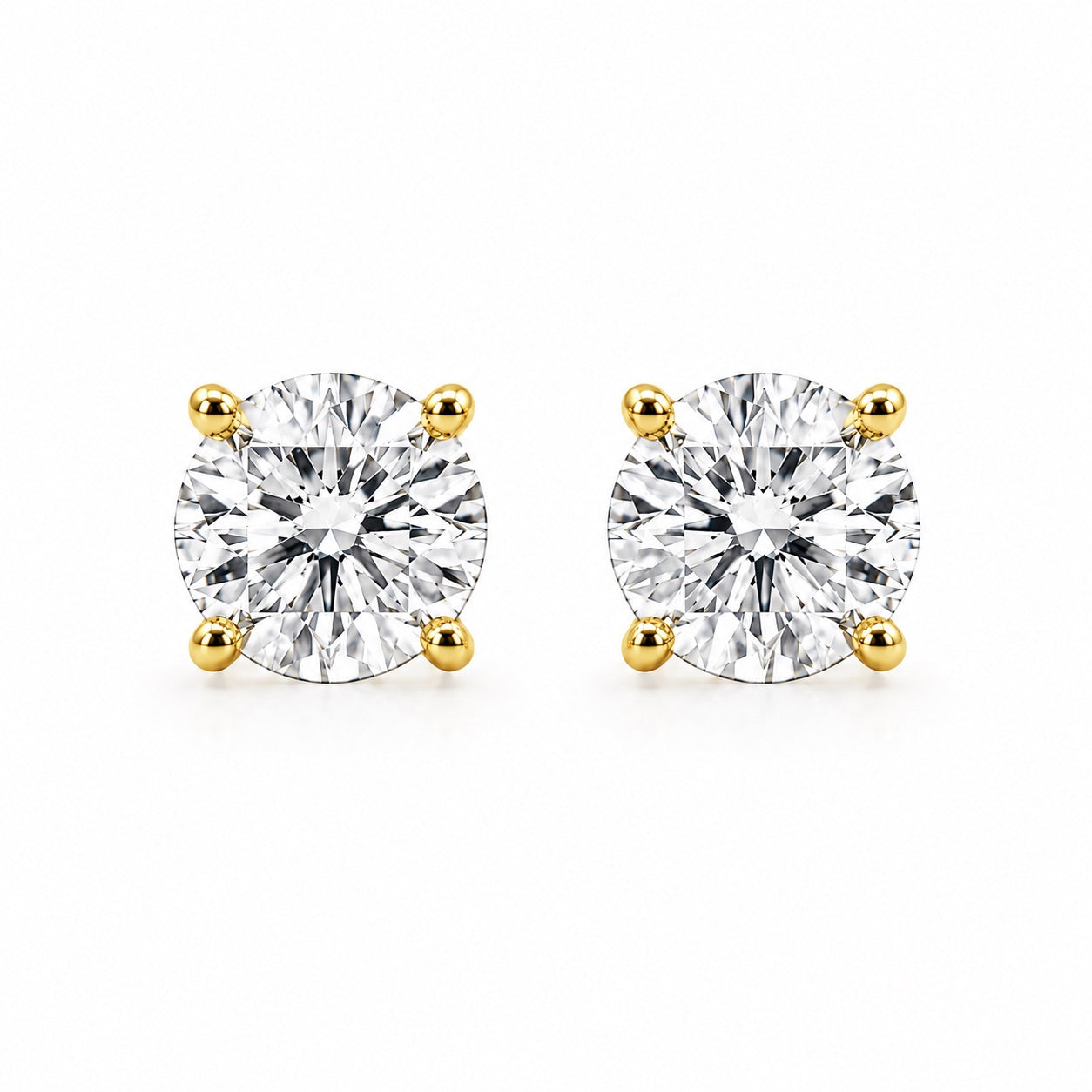 4本爪〖0.7ct×2p / Dカラー VVS/エクセレントカット/二段腰枠〗ラボグロウンダイヤモンド ピアスペア｜プラチナ900 / K18イエローゴールド｜ラウンドブリリアント｜IGI鑑定書付き｜定番人気 受注制作／約50日でお届け｜NAYA-017
