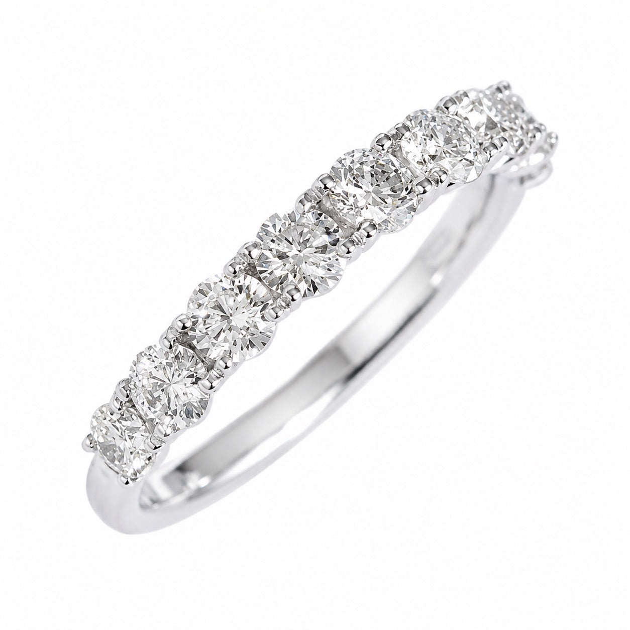 ハーフエタニティリング〖0.9ct/0.1ct×9石/D:3㎜ R:3㎜〗ラボグロウンダイヤモンド｜プラチナPT900/PT950 / K18イエローゴールド｜受注制作／約50日でお届け｜NAYA-1002｜RNR00149